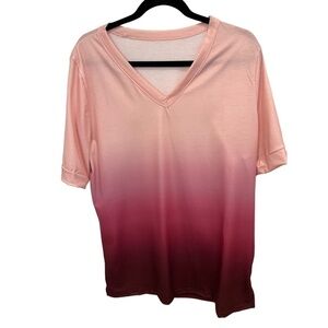 Unbranded Short Sleeve V-Neck Ombre Shirt Light Pink to Red Size Medium NWOT